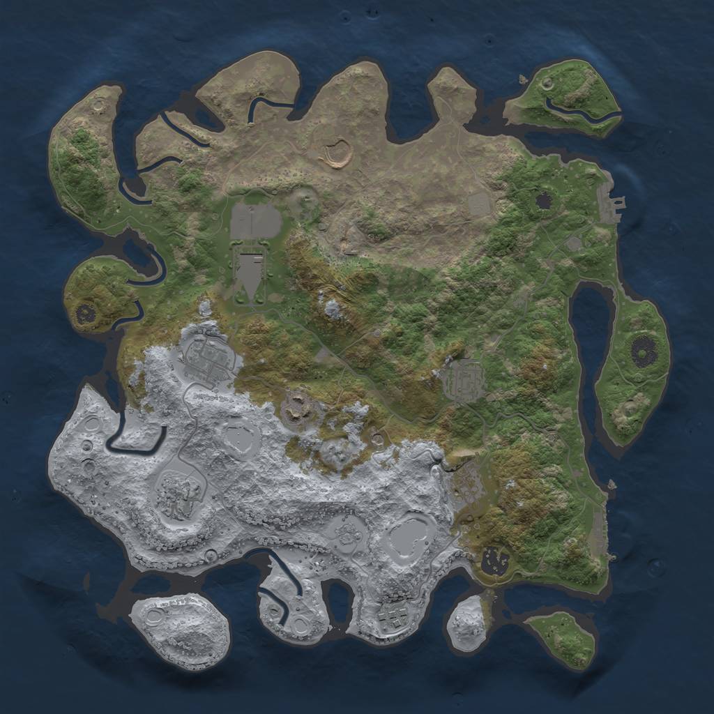 Rust Map: Procedural Map, Size: 3700, Seed: 2037432564, 18 Monuments