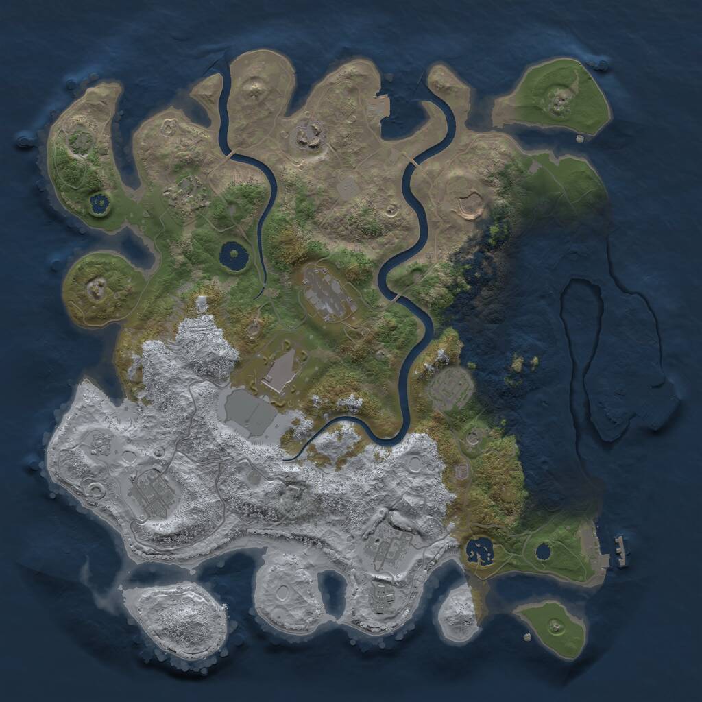 Rust Map: Procedural Map, Size: 3700, Seed: 2037432564, 16 Monuments
