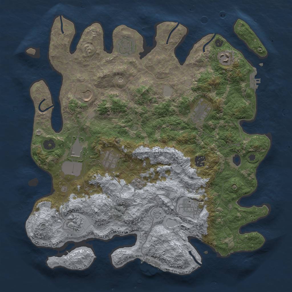 Rust Map: Procedural Map, Size: 3850, Seed: 1716163807, 19 Monuments