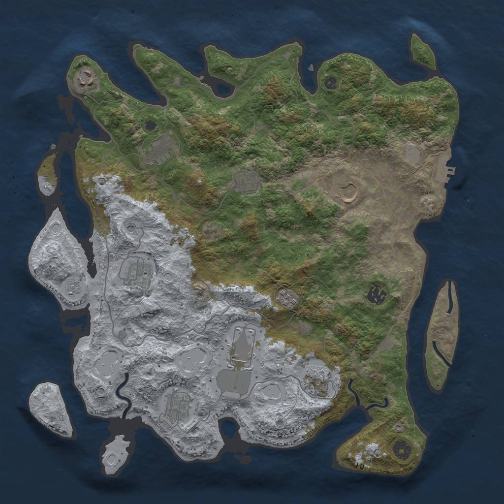 Rust Map: Procedural Map, Size: 4000, Seed: 886529857, 18 Monuments