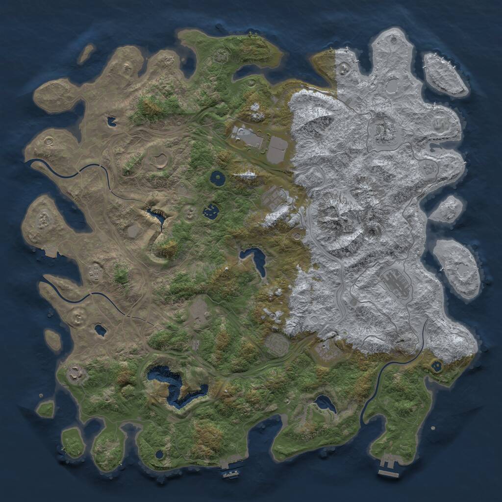Rust Map: Procedural Map, Size: 5000, Seed: 62416243, 17 Monuments