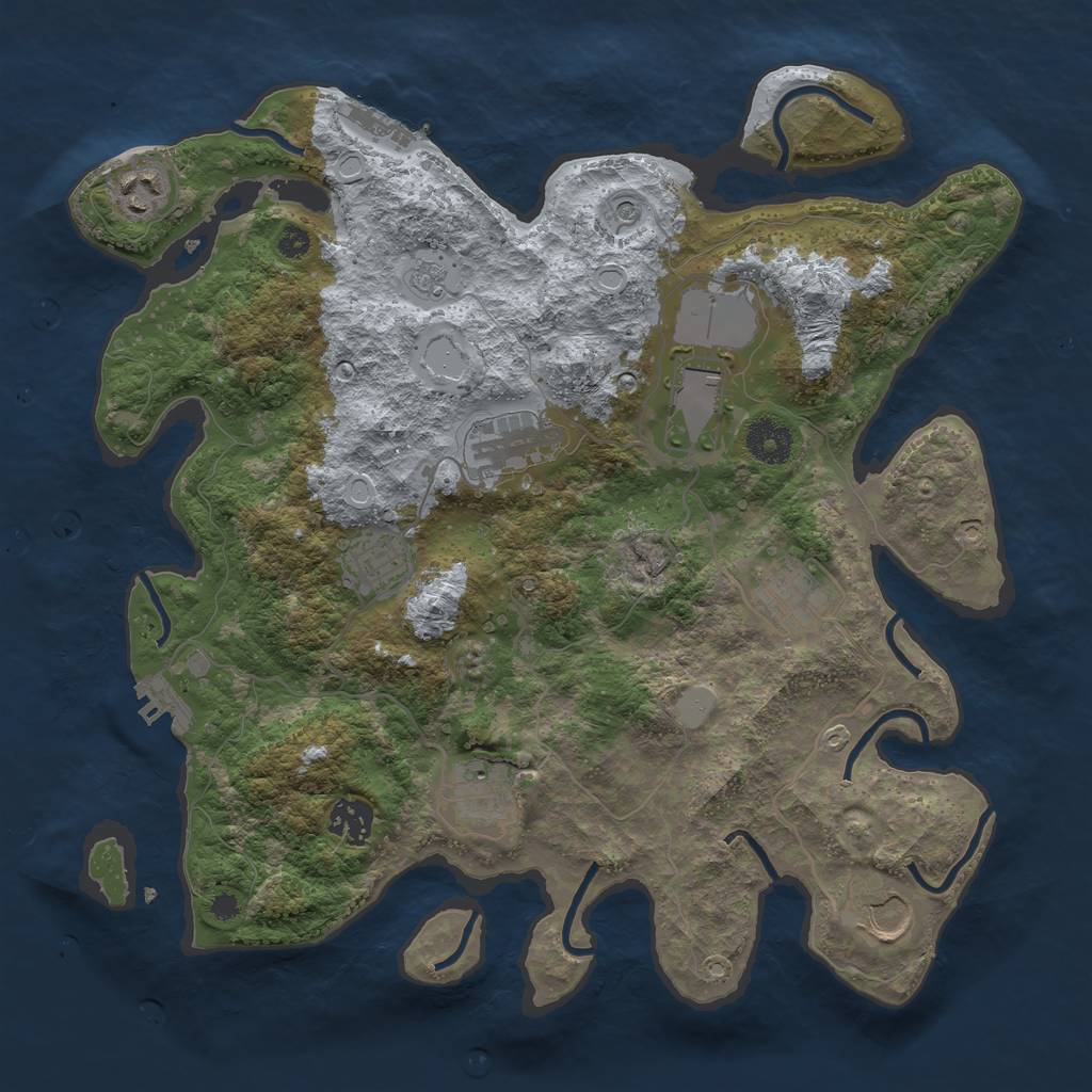 Rust Map: Procedural Map, Size: 3550, Seed: 79662124, 17 Monuments