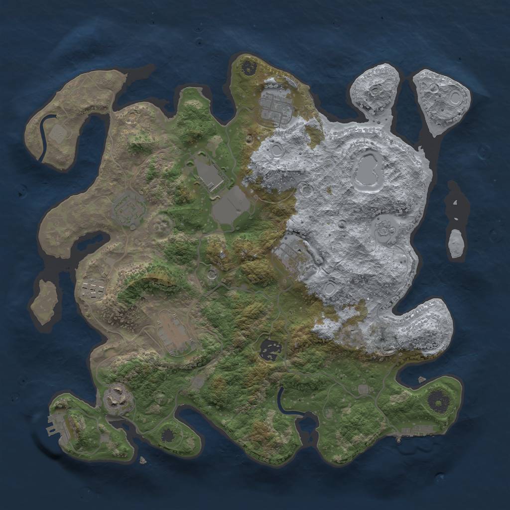 Rust Map: Procedural Map, Size: 3500, Seed: 59348134, 17 Monuments