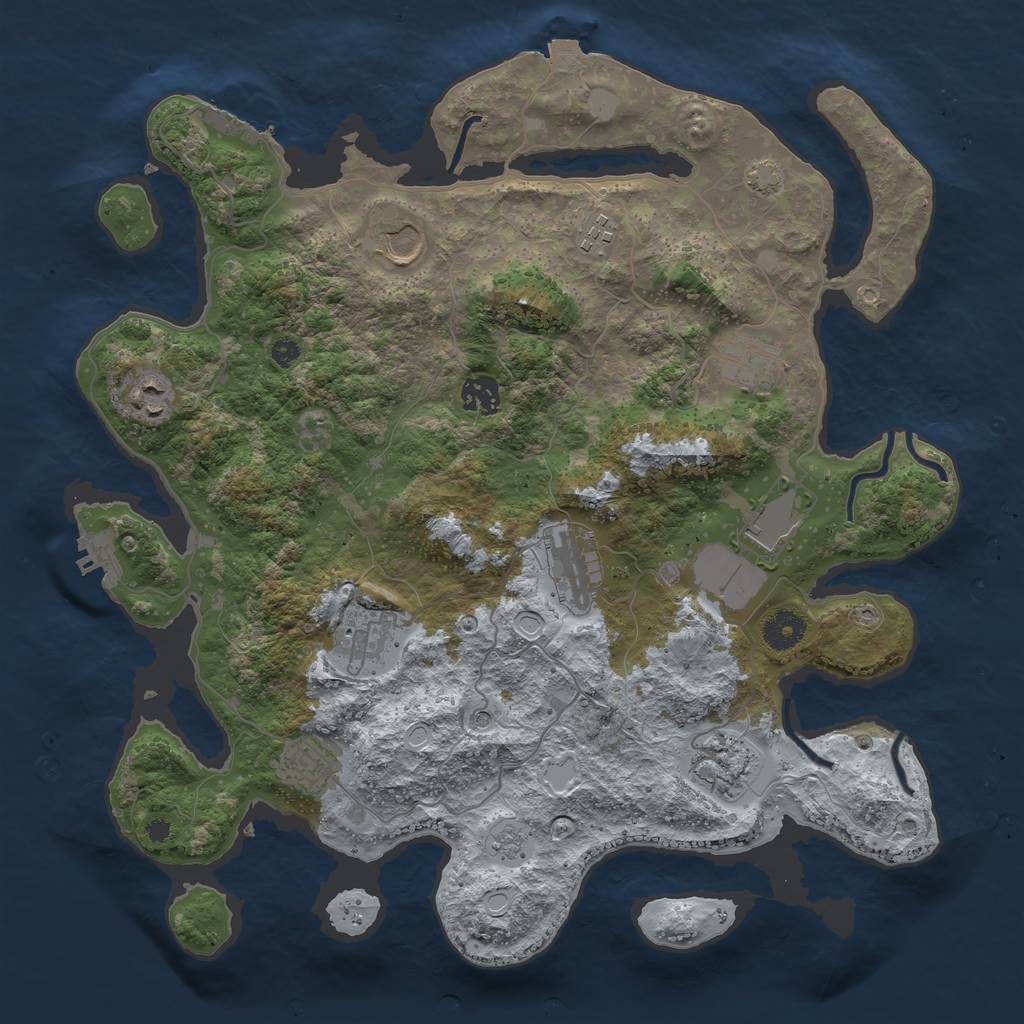 Rust Map: Procedural Map, Size: 3800, Seed: 720951, 18 Monuments