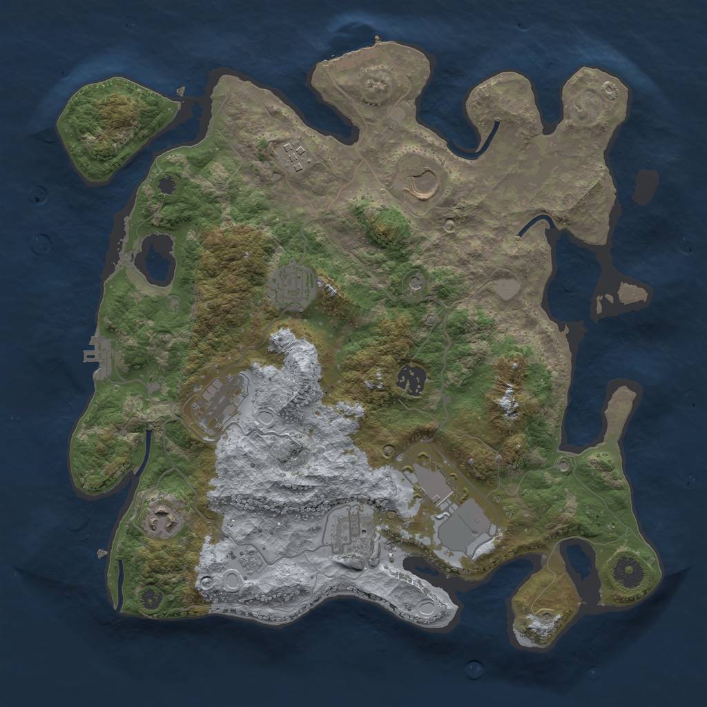 Rust Map: Procedural Map, Size: 3550, Seed: 545598, 17 Monuments