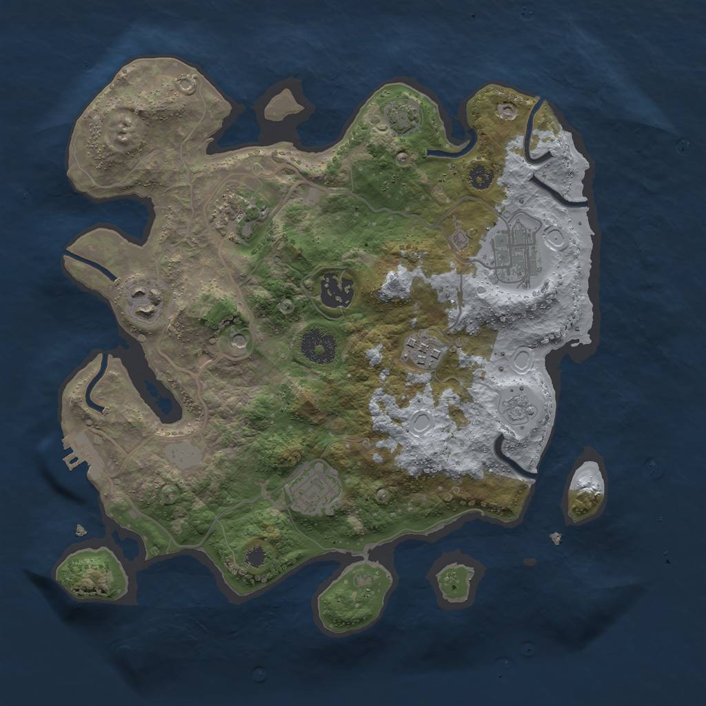 Rust Map: Procedural Map, Size: 3000, Seed: 1303116624, 12 Monuments