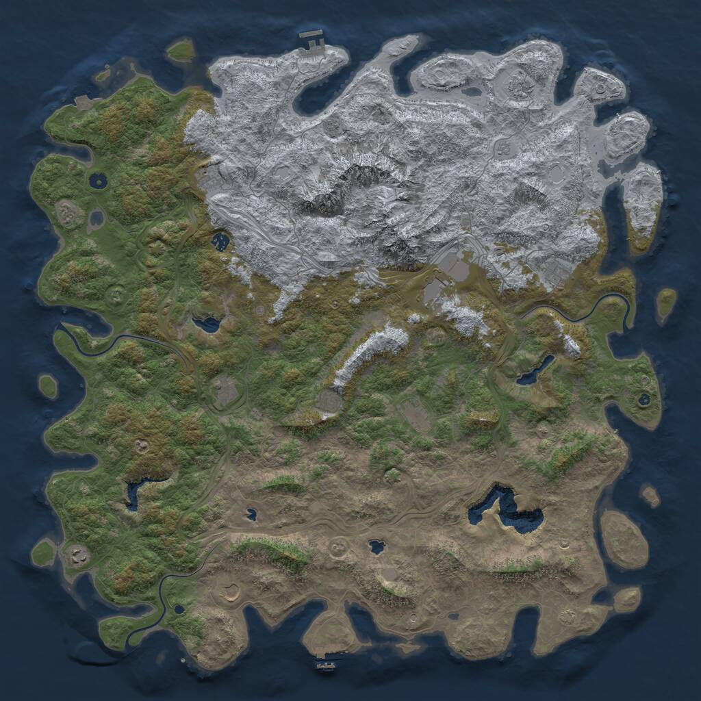 Rust Map: Procedural Map, Size: 6000, Seed: 416158594, 17 Monuments