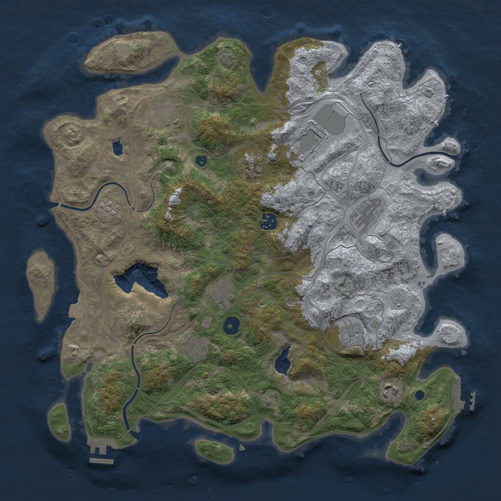 Rust Map: Procedural Map, Size: 4250, Seed: 989071, 16 Monuments