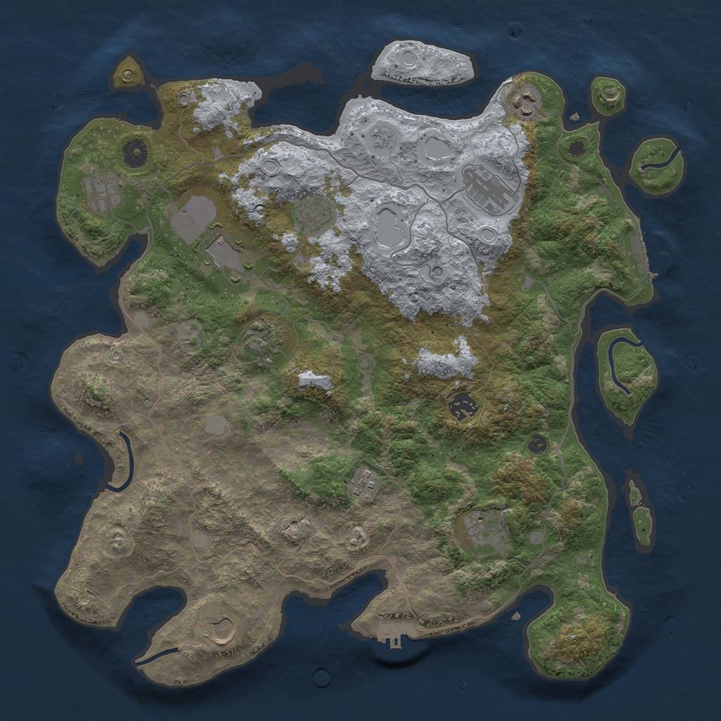 Rust Map: Procedural Map, Size: 4000, Seed: 744524186, 19 Monuments