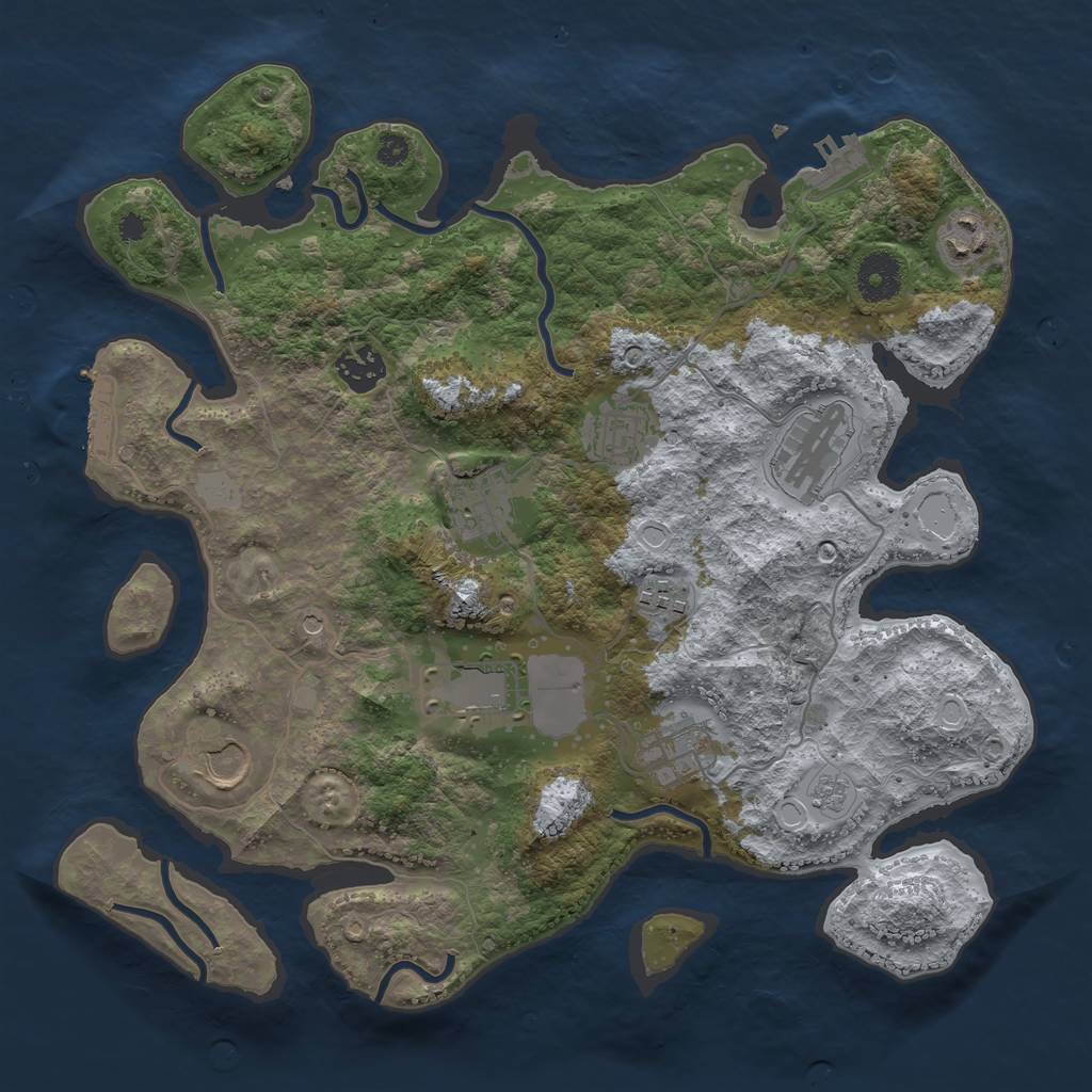 Rust Map: Procedural Map, Size: 3500, Seed: 900464263, 18 Monuments