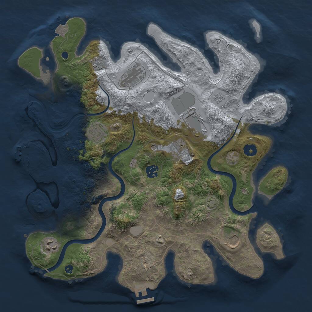 Rust Map: Procedural Map, Size: 3600, Seed: 38044709, 14 Monuments