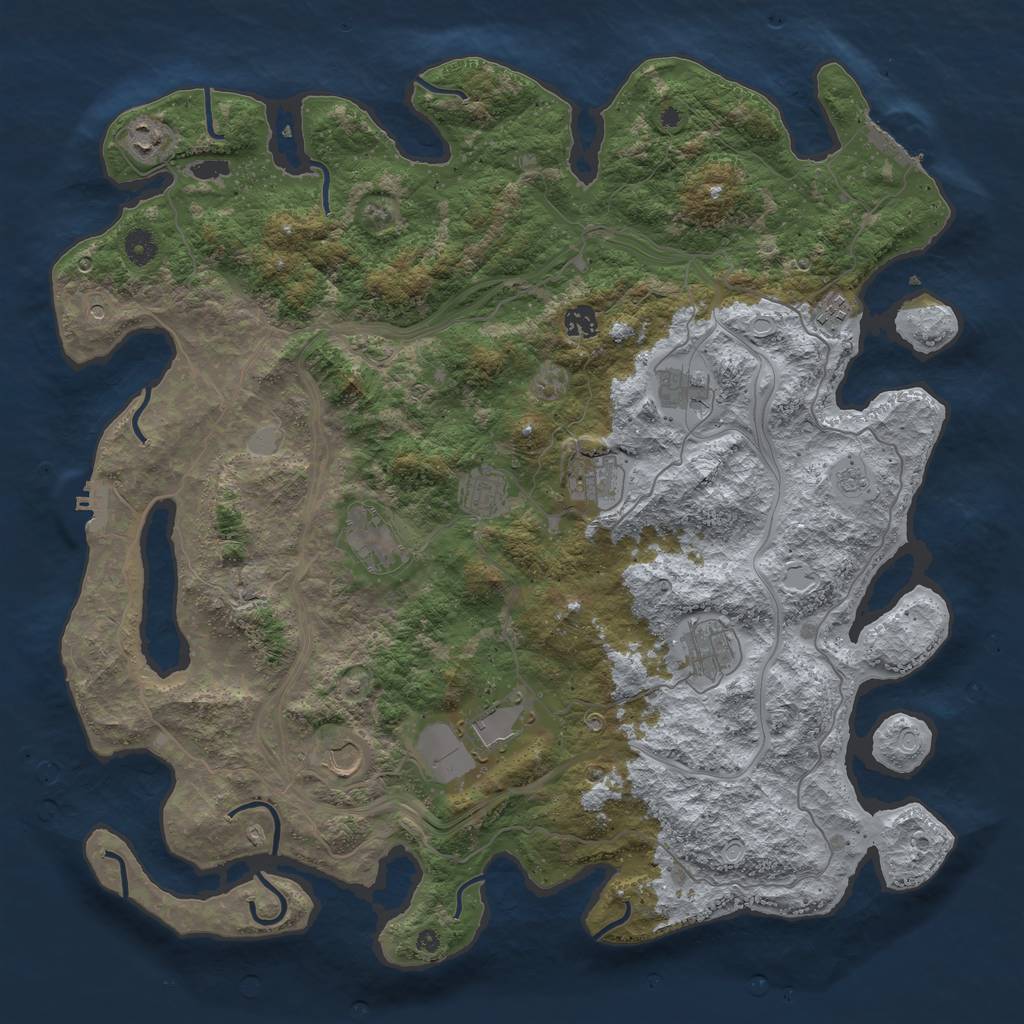 Rust Map: Procedural Map, Size: 4500, Seed: 1406218911, 19 Monuments