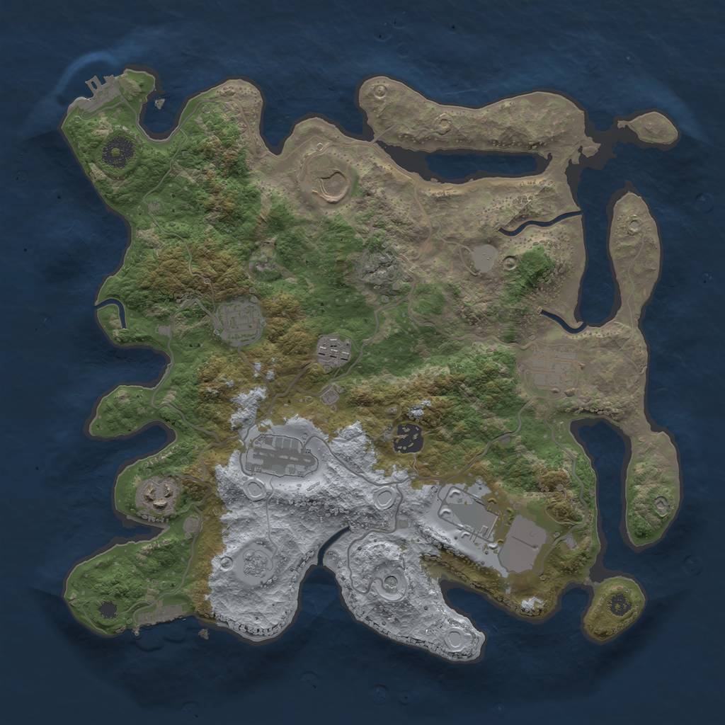 Rust Map: Procedural Map, Size: 3500, Seed: 1101674658, 17 Monuments