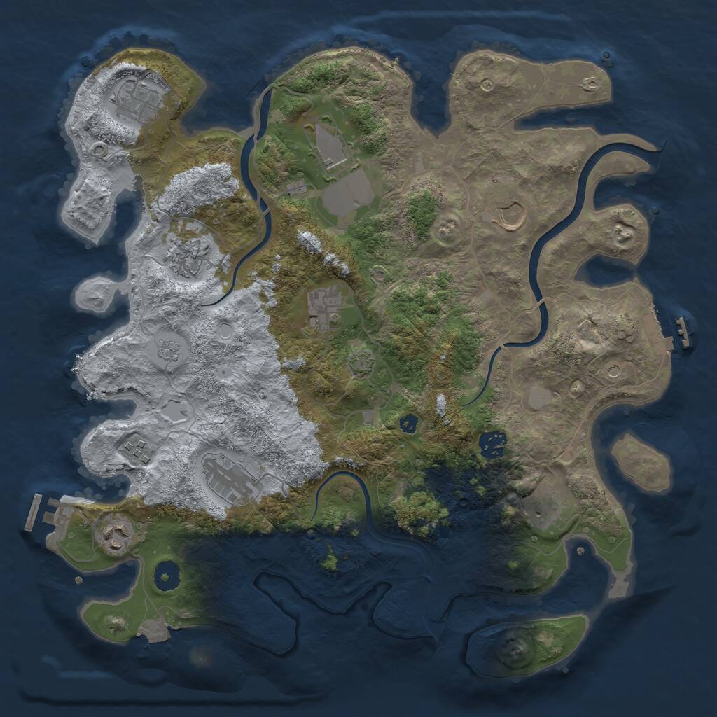 Rust Map: Procedural Map, Size: 3750, Seed: 44640051, 16 Monuments