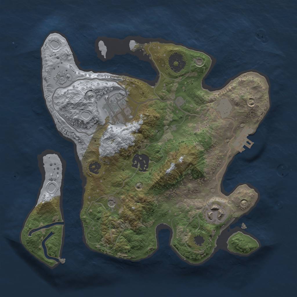 Rust Map: Procedural Map, Size: 2500, Seed: 954710, 9 Monuments