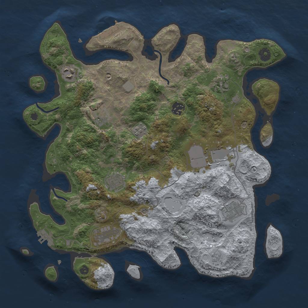 Rust Map: Procedural Map, Size: 3600, Seed: 32321091, 18 Monuments