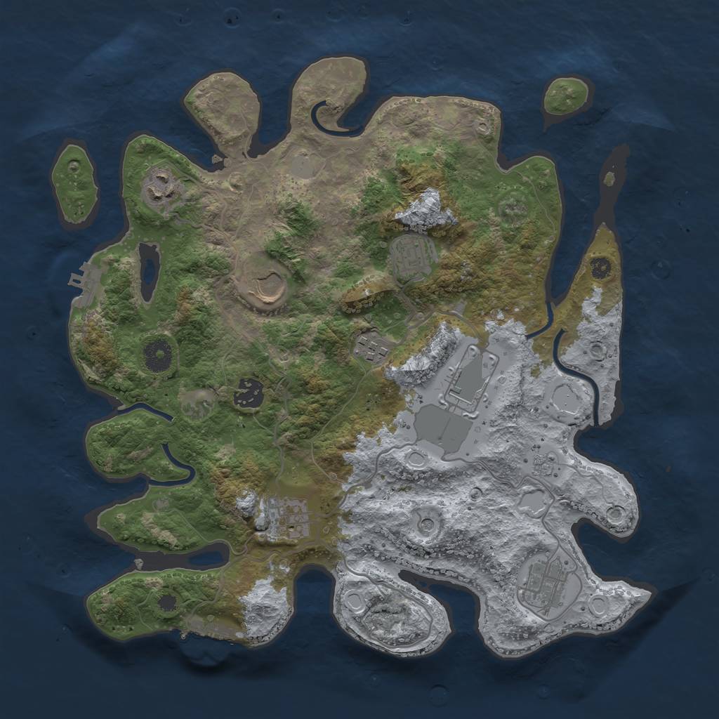 Rust Map: Procedural Map, Size: 3500, Seed: 15927590, 15 Monuments