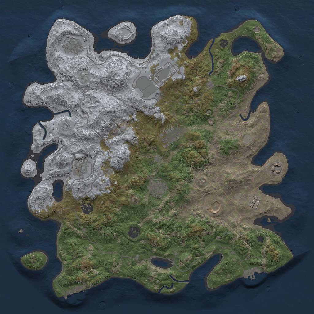 Rust Map: Procedural Map, Size: 4000, Seed: 1003419358, 18 Monuments