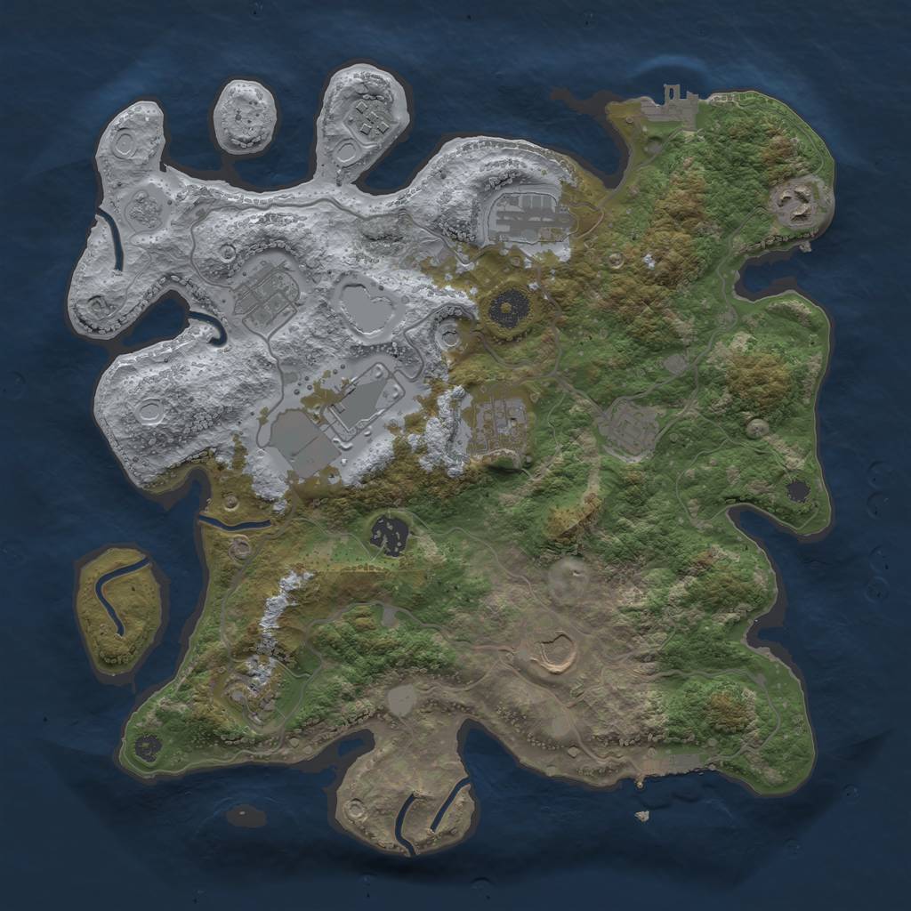 Rust Map: Procedural Map, Size: 3500, Seed: 1825681483, 19 Monuments