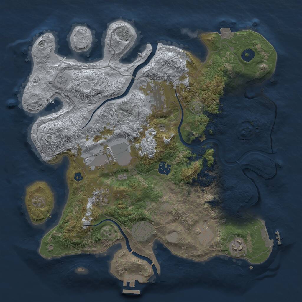 Rust Map: Procedural Map, Size: 3500, Seed: 1825681483, 14 Monuments