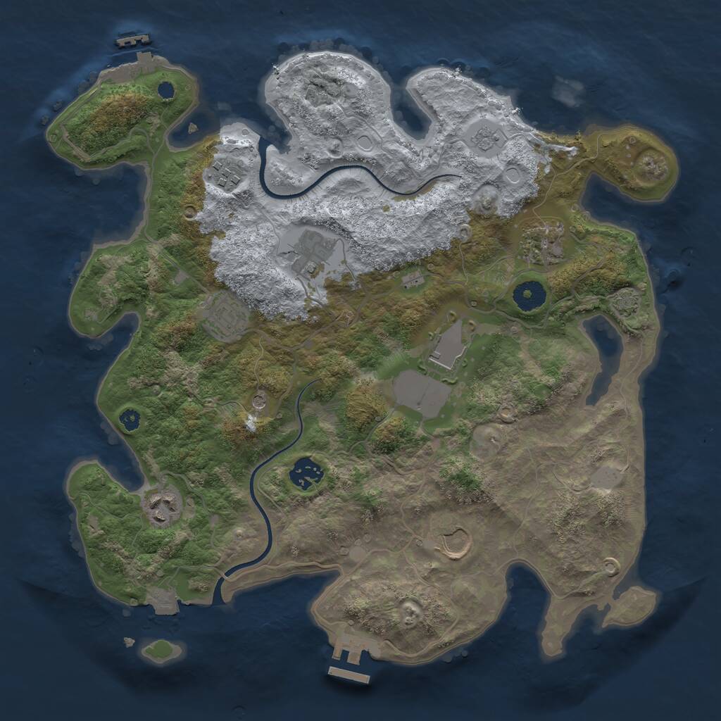 Rust Map: Procedural Map, Size: 3500, Seed: 20555830, 14 Monuments