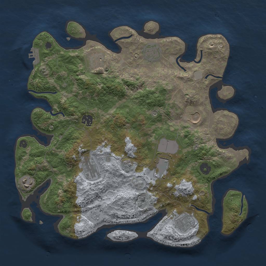 Rust Map: Procedural Map, Size: 3500, Seed: 45118849, 17 Monuments