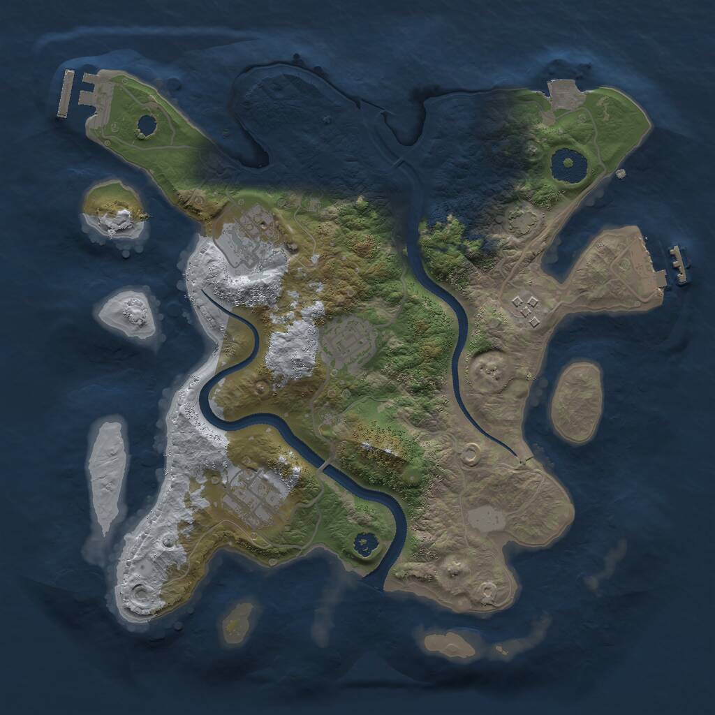 Rust Map: Procedural Map, Size: 3000, Seed: 32582, 8 Monuments