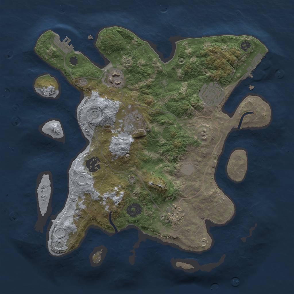 Rust Map: Procedural Map, Size: 3000, Seed: 32582, 13 Monuments