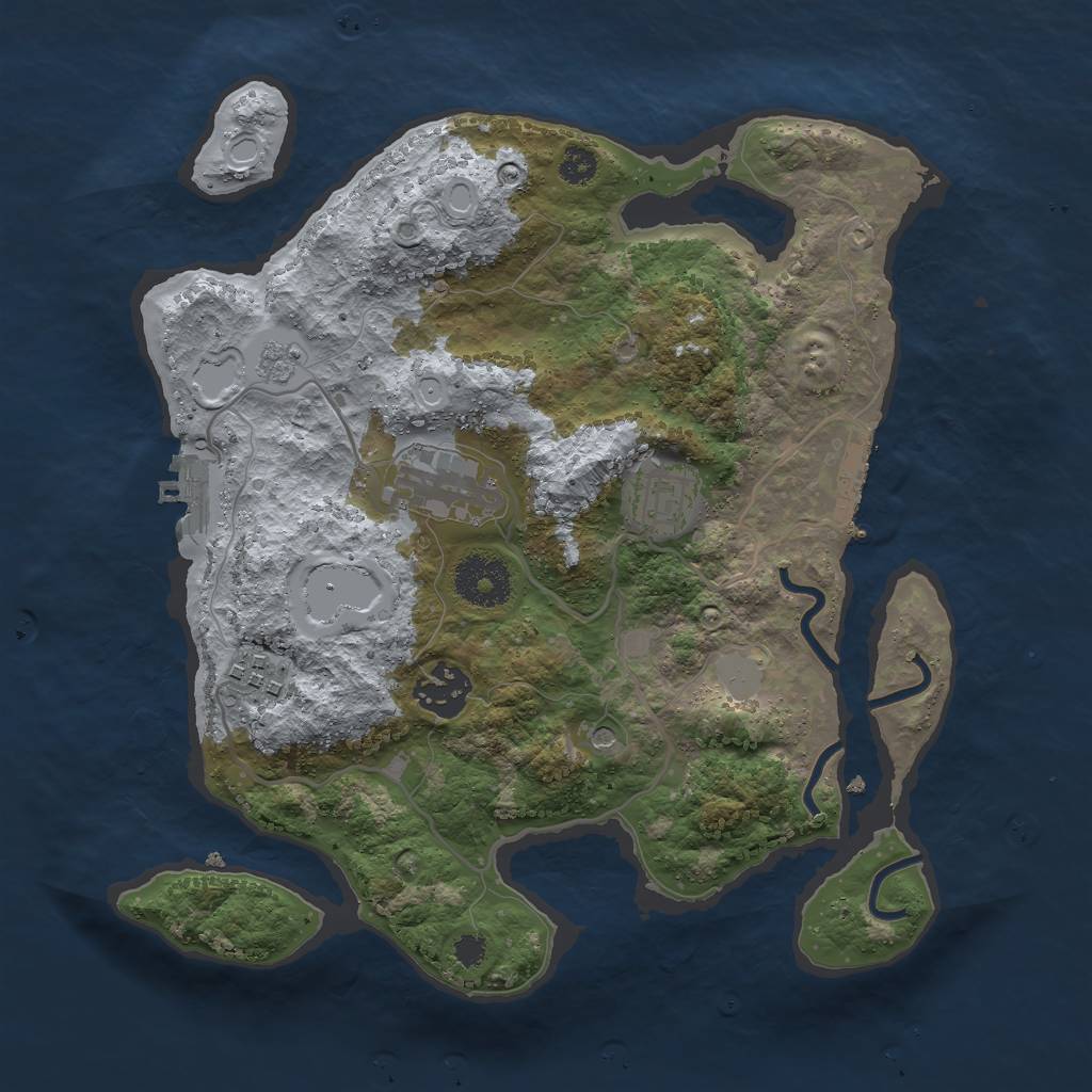 Rust Map: Procedural Map, Size: 3000, Seed: 2123988693, 13 Monuments
