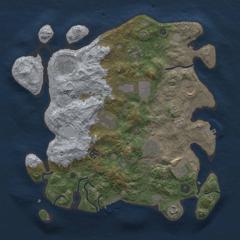 Rust Map: Procedural Map, Size: 3650, Seed: 30778173, 19 Monuments