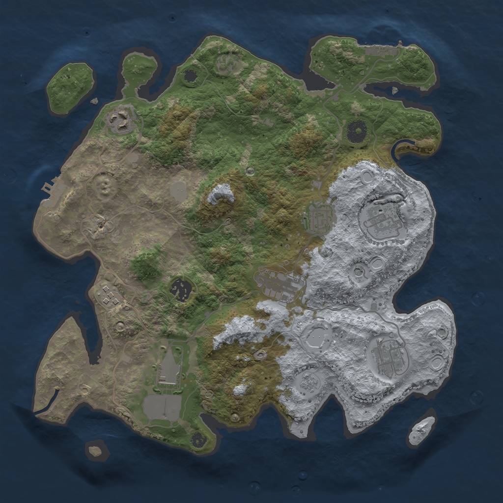 Rust Map: Procedural Map, Size: 3500, Seed: 55906688, 17 Monuments