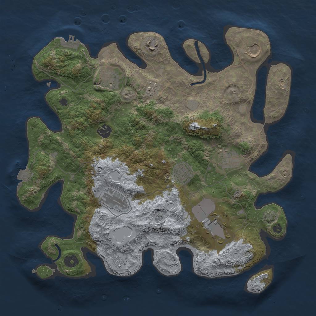 Rust Map: Procedural Map, Size: 3500, Seed: 584888587, 16 Monuments