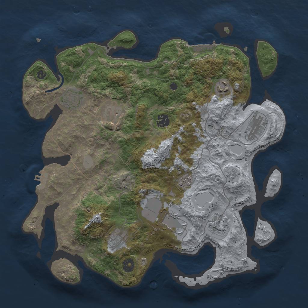 Rust Map: Procedural Map, Size: 3500, Seed: 16706584, 18 Monuments