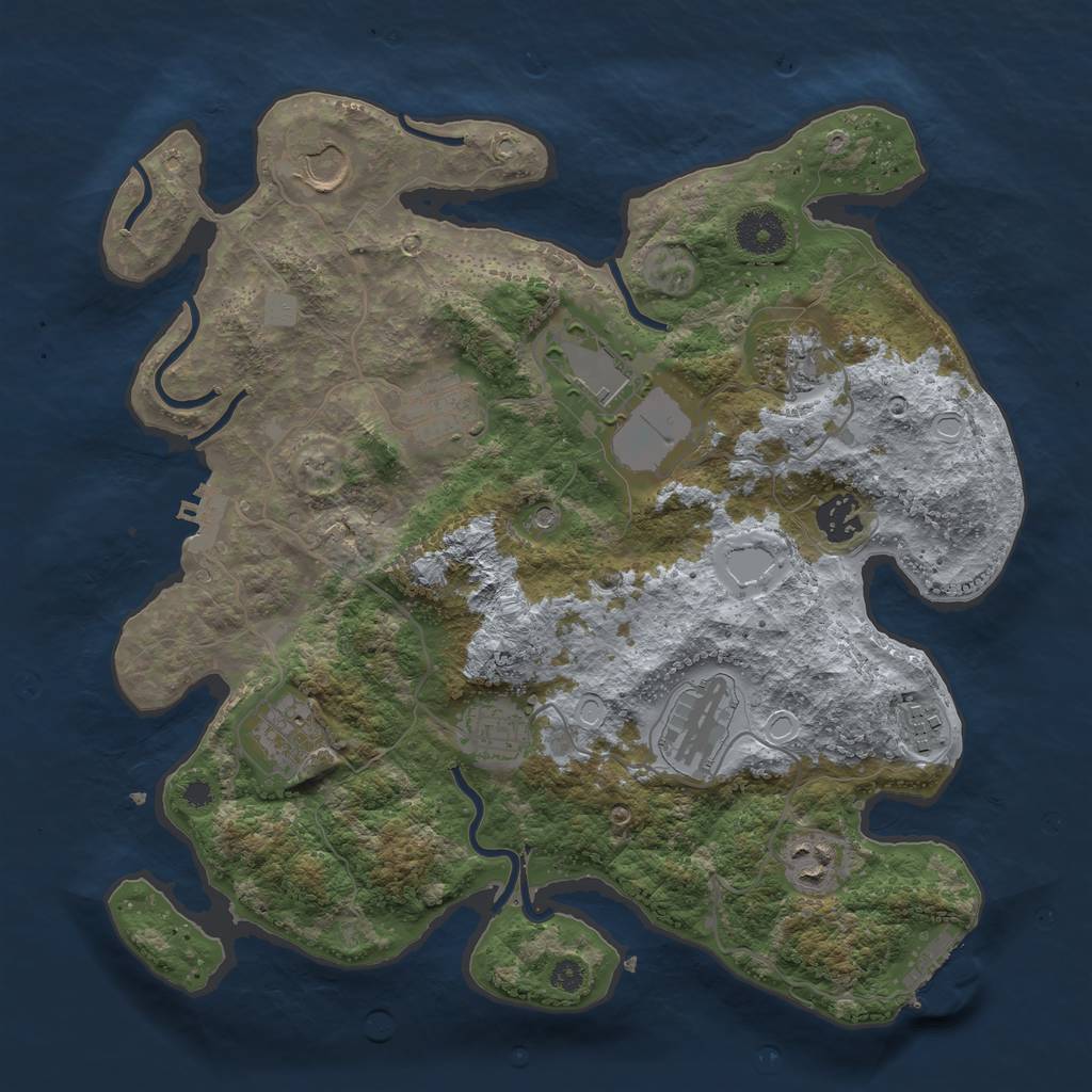 Rust Map: Procedural Map, Size: 3500, Seed: 1350862427, 18 Monuments