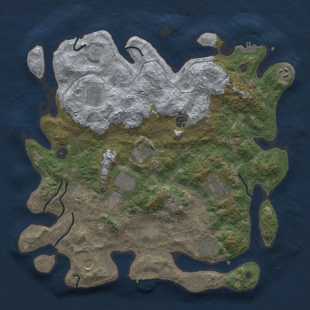 Rust Map: Procedural Map, Size: 4100, Seed: 32596276, 16 Monuments