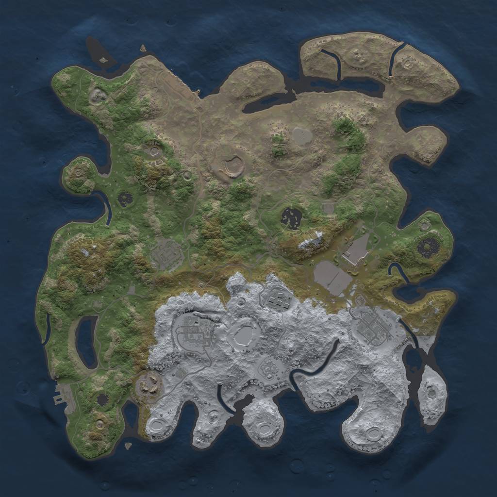 Rust Map: Procedural Map, Size: 3500, Seed: 56945524, 17 Monuments