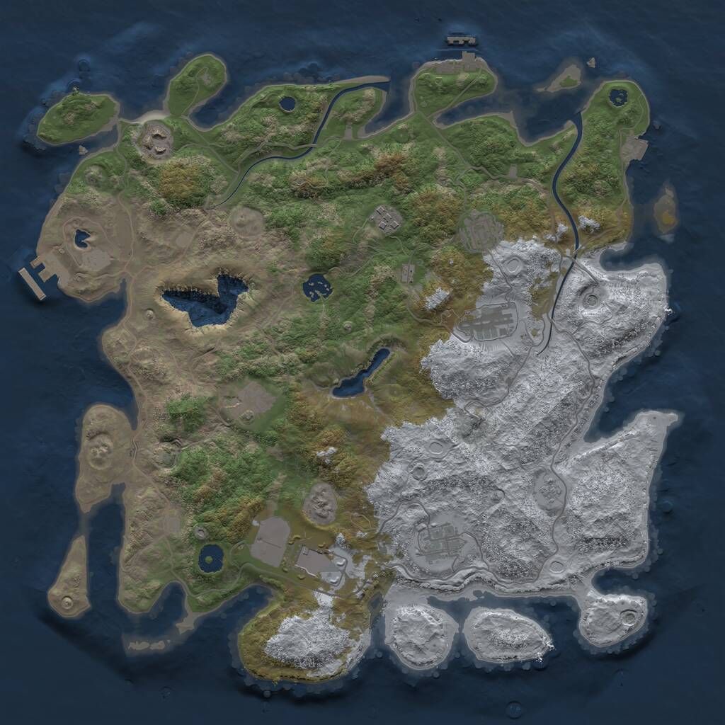 Rust Map: Procedural Map, Size: 4000, Seed: 74520091, 14 Monuments