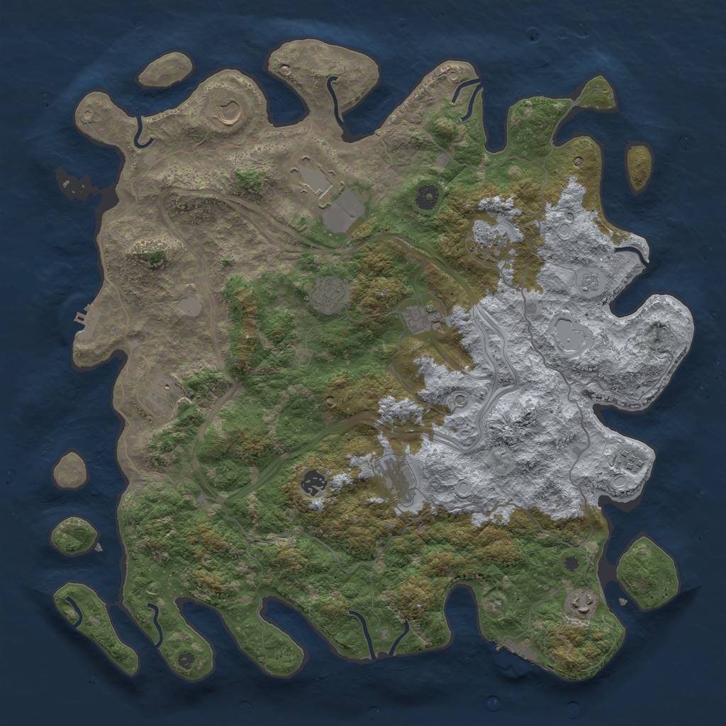 Rust Map: Procedural Map, Size: 4500, Seed: 1150626579, 19 Monuments