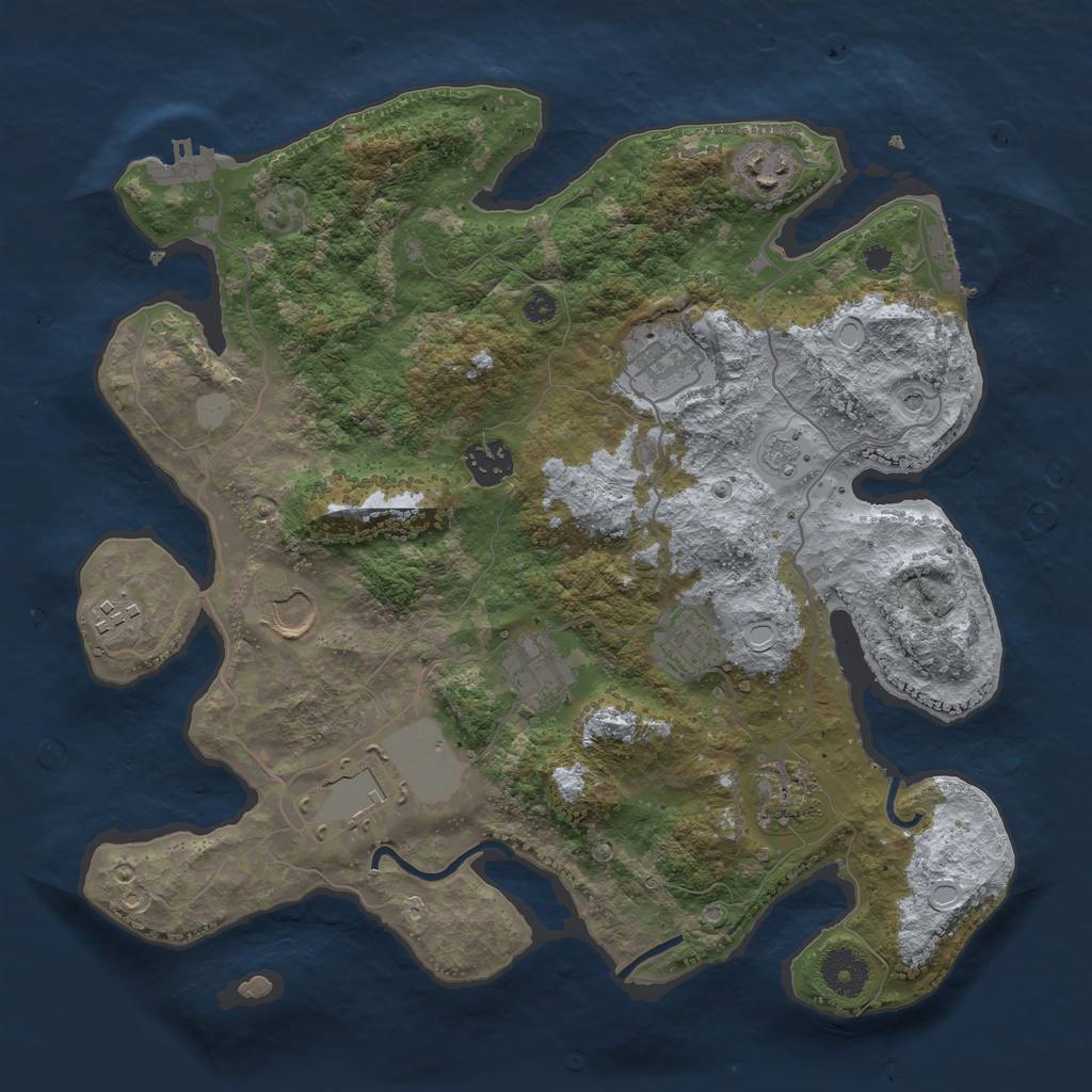 Rust Map: Procedural Map, Size: 3500, Seed: 38430644, 18 Monuments