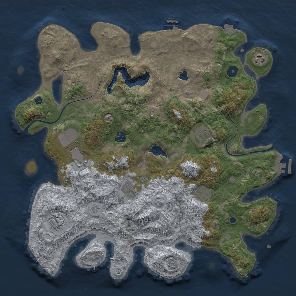 Rust Map: Procedural Map, Size: 4000, Seed: 13579, 14 Monuments