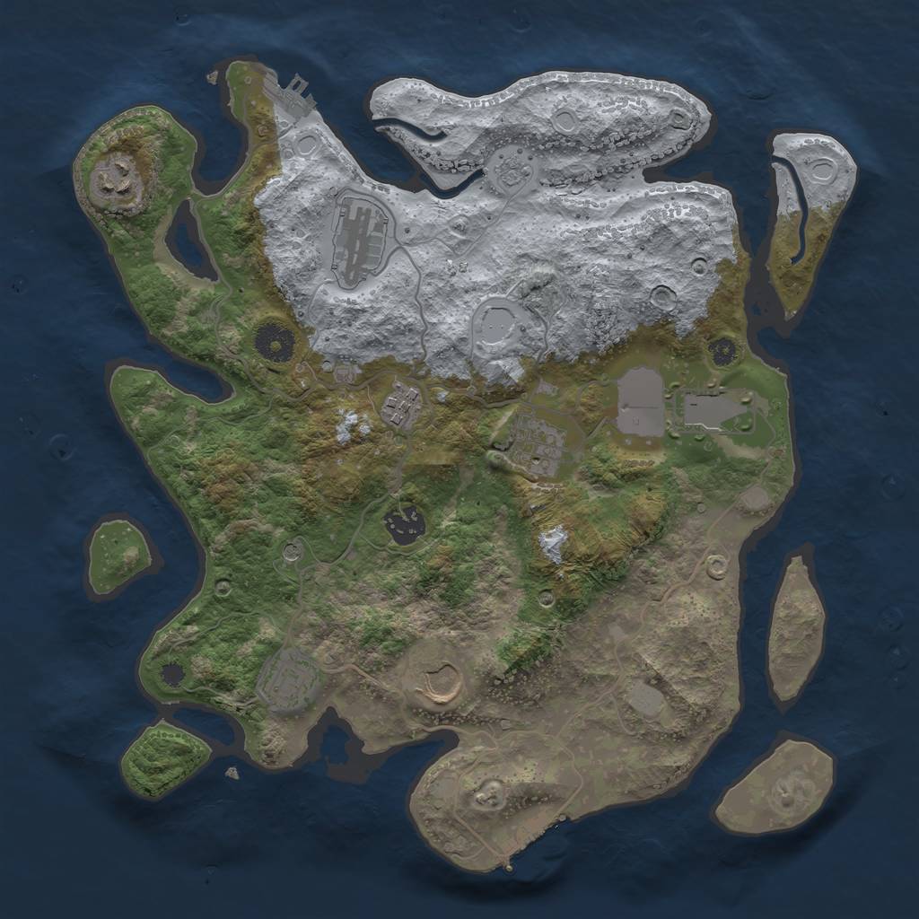 Rust Map: Procedural Map, Size: 3500, Seed: 47876287, 17 Monuments