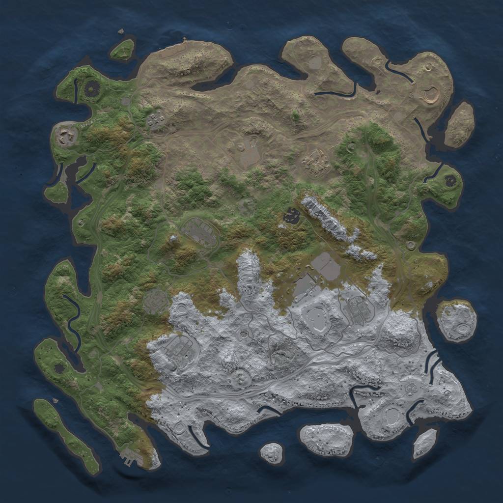 Rust Map: Procedural Map, Size: 4500, Seed: 278431395, 20 Monuments