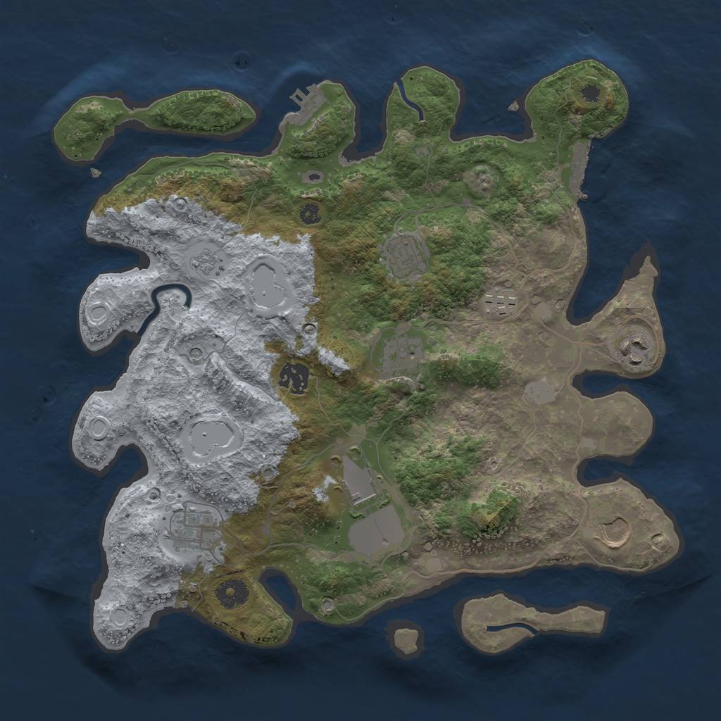 Rust Map: Procedural Map, Size: 3500, Seed: 65868761, 15 Monuments