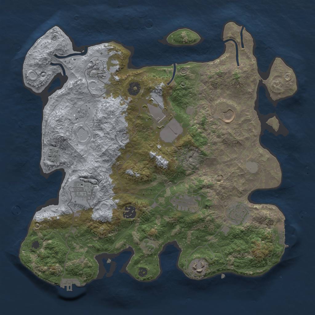 Rust Map: Procedural Map, Size: 3500, Seed: 59999177, 18 Monuments