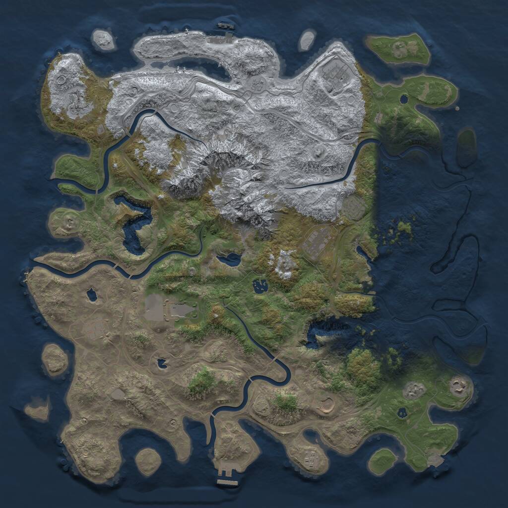 Rust Map: Procedural Map, Size: 5000, Seed: 364030197, 16 Monuments