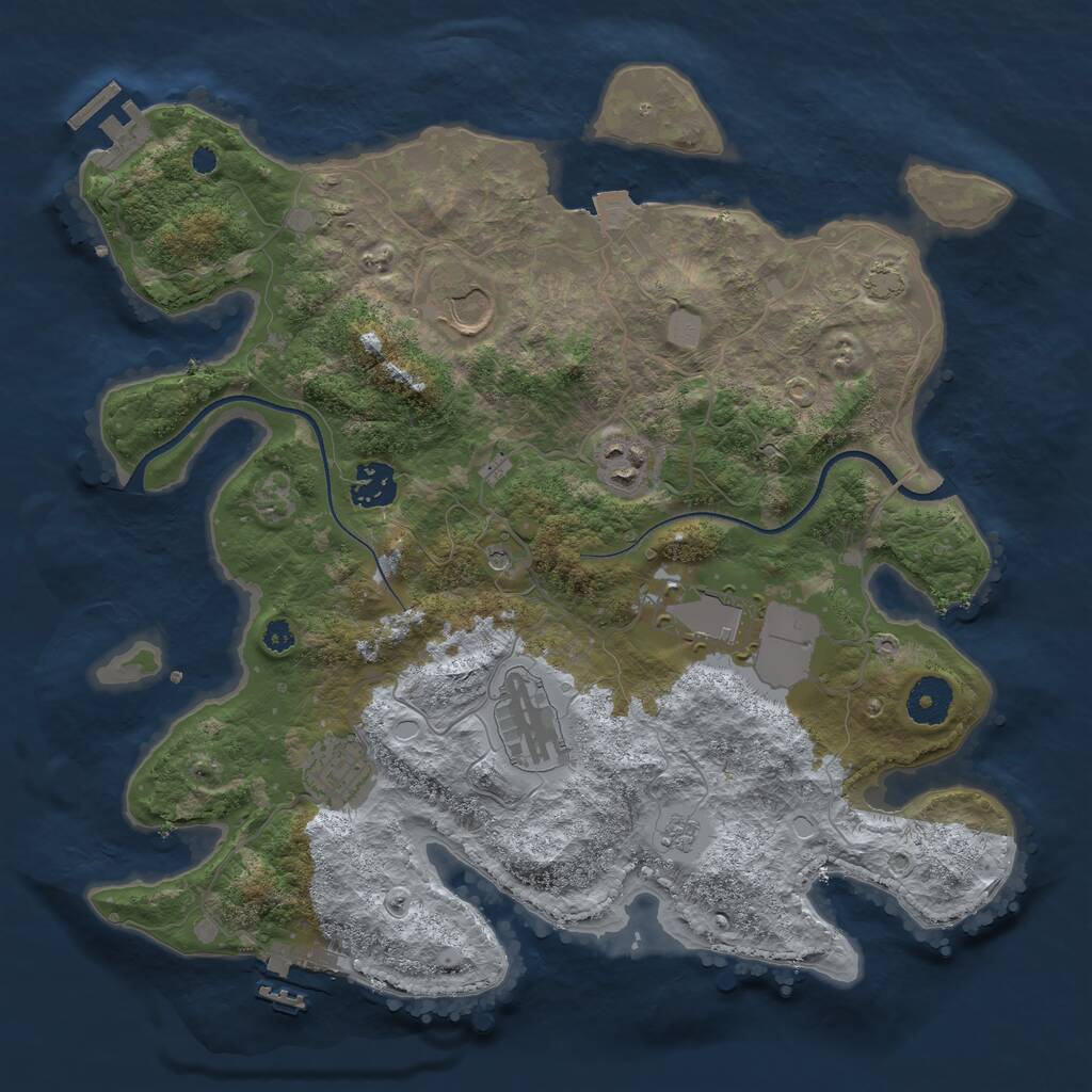 Rust Map: Procedural Map, Size: 3500, Seed: 719542476, 12 Monuments