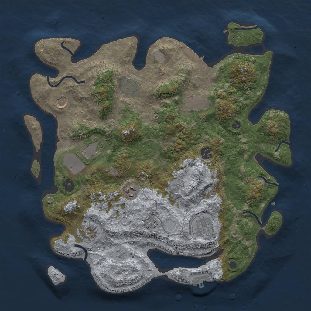 Rust Map: Procedural Map, Size: 3800, Seed: 202099125, 18 Monuments