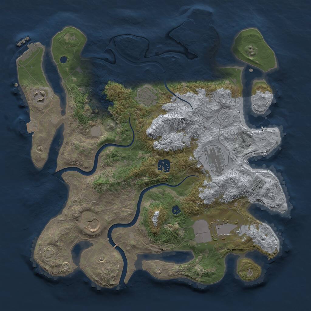 Rust Map: Procedural Map, Size: 3500, Seed: 87692807, 13 Monuments