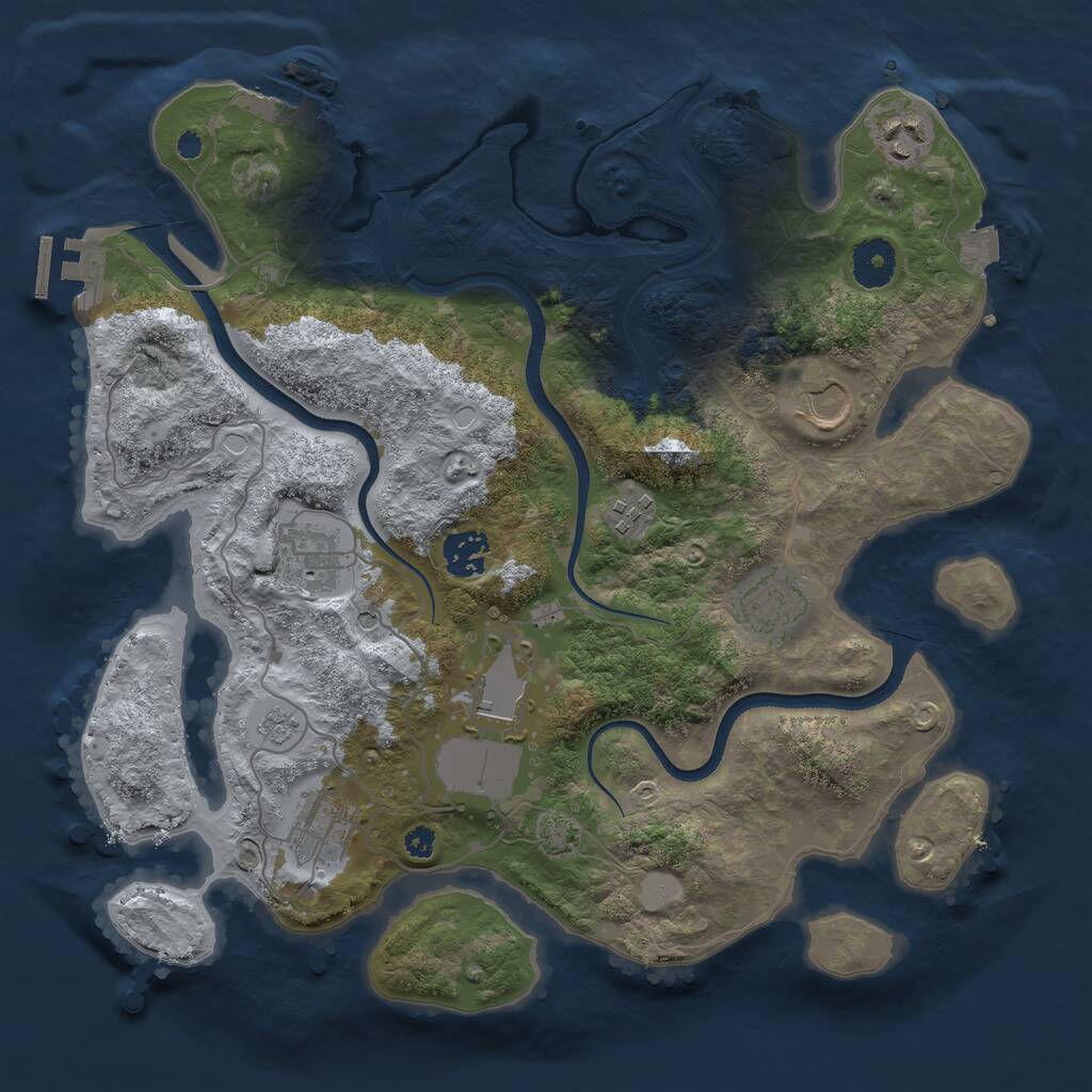 Rust Map: Procedural Map, Size: 3500, Seed: 3893221, 14 Monuments