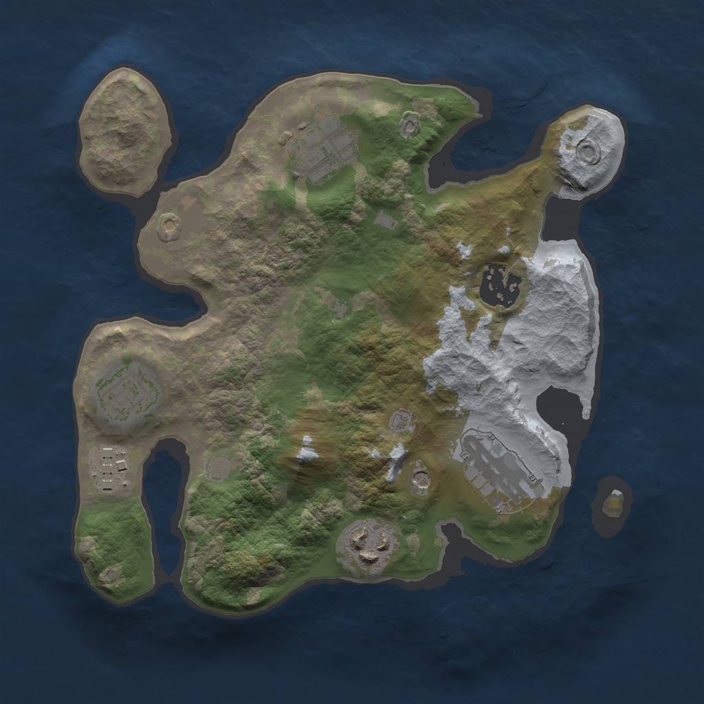 Rust Map: Barren, Size: 2500, Seed: 1002, 9 Monuments